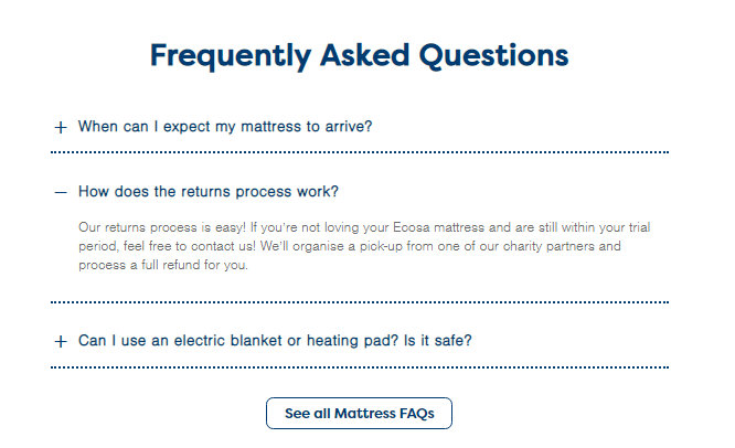 Ecosa top 3 frequently asked questions example